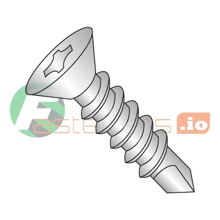 Newport Fasteners Self-Drilling Screw, #14 x 1-1/4 in, Plain 18-8 Stainless Steel Flat Head Phillips Drive, 1000 PK 220291